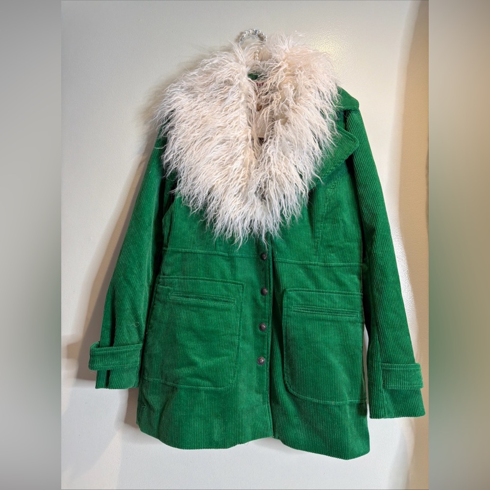 Free People Lady Lane Faux Fur Collar Corduroy Vintage Jacket S - Picture 3 of 7